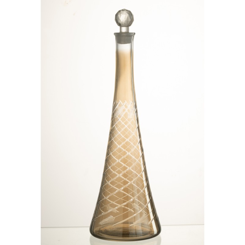 Carafe à motifs avec bouchon en verre gris 13x13x42 cm