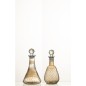 Set de 2 carafes à carreaux avec bouchon en verre gris 10x10x19 cm Set de 2 carafes à carreaux avec bouchon en verre gris 10x10x19 cm