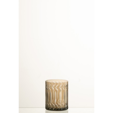 Portavelas ramas de vidrio gris 6x6x7 cm