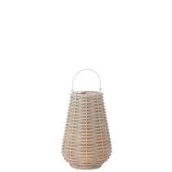 Lanterna in plastica intrecciata color crema 33x33x47 cm