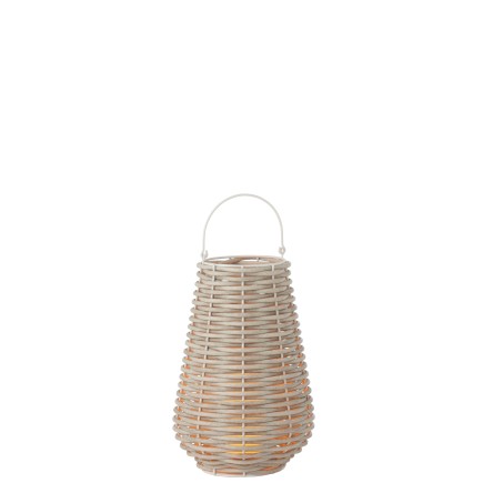 Lanterna in plastica intrecciata color crema 33x33x47 cm