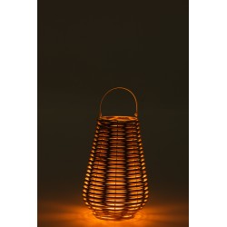 Farol plástico tejido color crema 33x33x47 cm