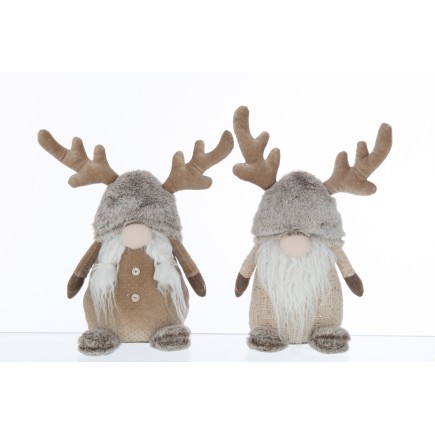 Set de 2 lutins avec bois de cerf en résine multicouleur 18x13x35 cm