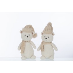 Set de 2 ours avec chapeau en résine multicouleur 17x13x36 cm
