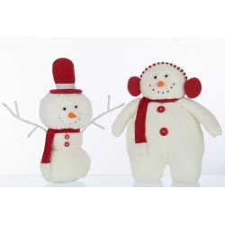 Set de 2 bonhommes de neige en résine multicouleur 20x17x45 cm