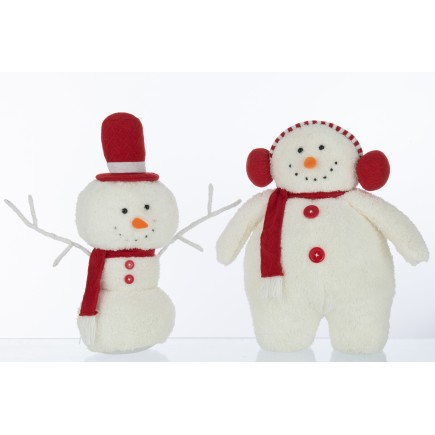 Set de 2 bonhommes de neige en résine multicouleur 20x17x45 cm