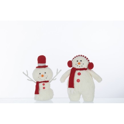Set de 2 bonhommes de neige en résine multicouleur 13x11x32 cm