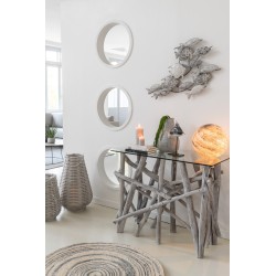 Lanterne tissée en plastique crème 33x33x47 cm