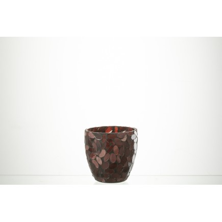 Photophore en verre Bordeaux 10x10x11 cm