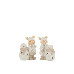 Set de 2 enfants en résine multicouleur 13x9x18 cm