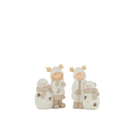 Set de 2 enfants en résine multicouleur 13x9x18 cm