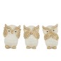 Set de 3 hiboux de la sagesse en résine multicouleur 13.5x10x19.5 cm Set de 3 hiboux de la sagesse en résine multicouleur 13.5x10x19.5 cm