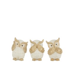 Set de 3 Hiboux de la sagesse en résine mix 10.5x9.5x15 cm