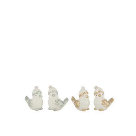 Conjunto de 4 pájaros de resina mixta de 7x6x8.5 cm