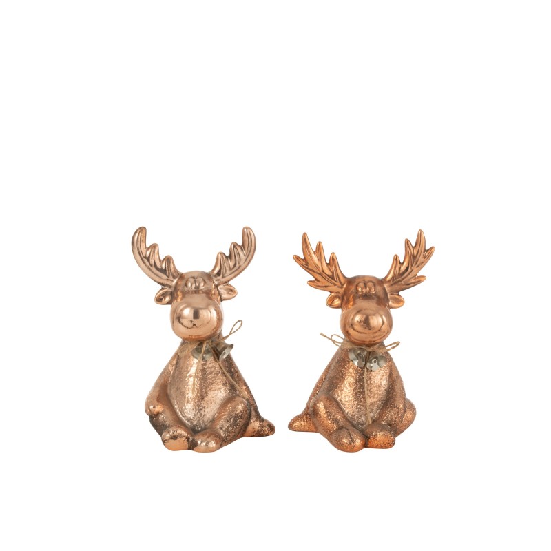 Set de 2 élans en porcelaine cuivre 11.5x10.5x16 cm Set de 2 élans en porcelaine cuivre 11.5x10.5x16 cm
