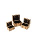 Set de 3 coffres en bois beige et marron L24 à 34cm H12 à 15cm Set de 3 coffres en bois beige et marron L24 à 34cm H12 à 15cm