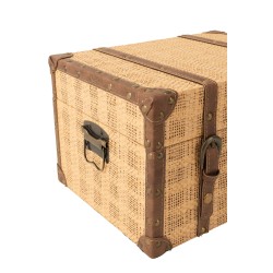 Set de 3 coffres en bois beige et marron L24 à 34cm H12 à 15cm