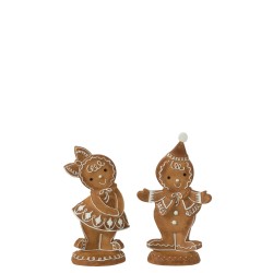 Set de 2 enfants en résine marron 12.5x7x21.5 cm