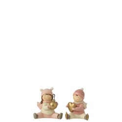 Set de 2 enfants en résine multicouleur 7.5x9x9 cm