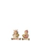 Set de 2 enfants en résine multicouleur 7.5x9x9 cm
