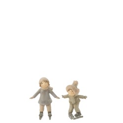 Set de 2 enfants en résine multicouleur 13.5x7.5x18.5 cm