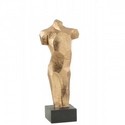Busto sobre pedestal de resina dorada de 21x13.5x51 cm
