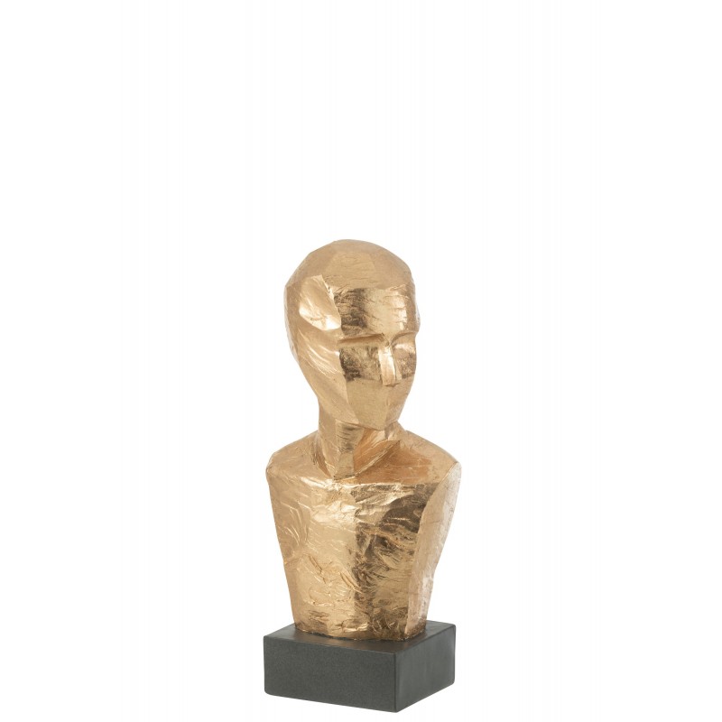 Busto de resina dorada de 17.5x14x38.5 cm