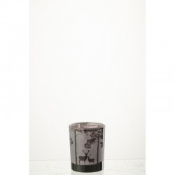 Portavelas de vidrio negro 10x10x12.5 cm