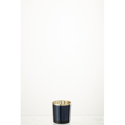 Photophore en verre bleu 7.3x7.3x8 cm