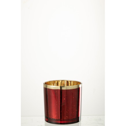 Photophore en verre rouge 15x15x15 cm