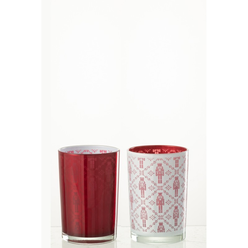 Set de 2 photophores casse-noisette en verre multicouleur 12x12x18 cm Set de 2 photophores casse-noisette en verre multicouleur 12x12x18 cm