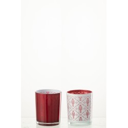 Set de 2 photophores casse-noisette en verre multicouleur 10x10x12.5 cm