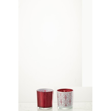 Set de 2 Photophore en verre mix 7.3x7.3x8 cm