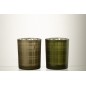 Set de 2 Photophores en verre vert 10x10x12.5 cm Set de 2 Photophores en verre vert 10x10x12.5 cm