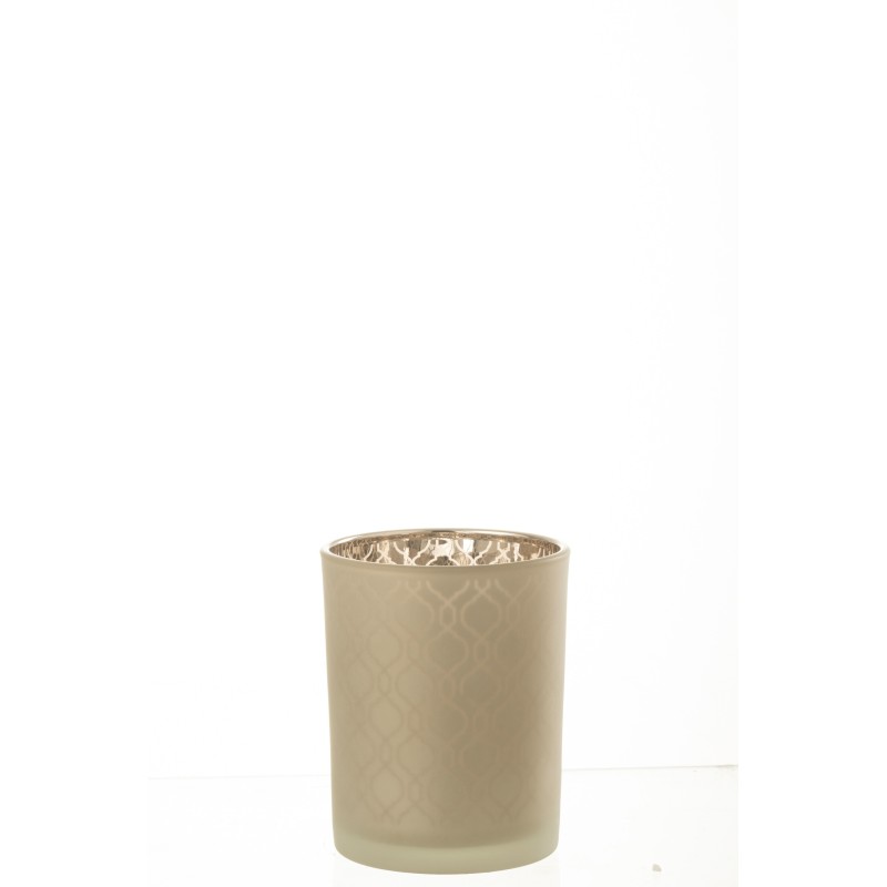 Portavelas de vidrio beige 10x10x12.5 cm Portavelas de vidrio beige 10x10x12.5 cm