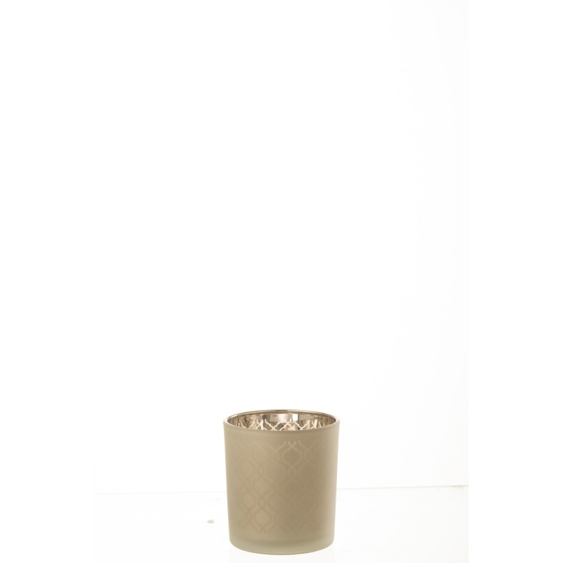 Portavelas de vidrio beige 7.3x7.3x8 cm Portavelas de vidrio beige 7.3x7.3x8 cm