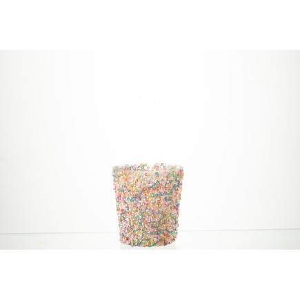 Photophore en verre multicouleur 10x10x10 cm