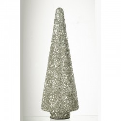 Sapin de Noël décoratif en verre argent 14x14x39 cm