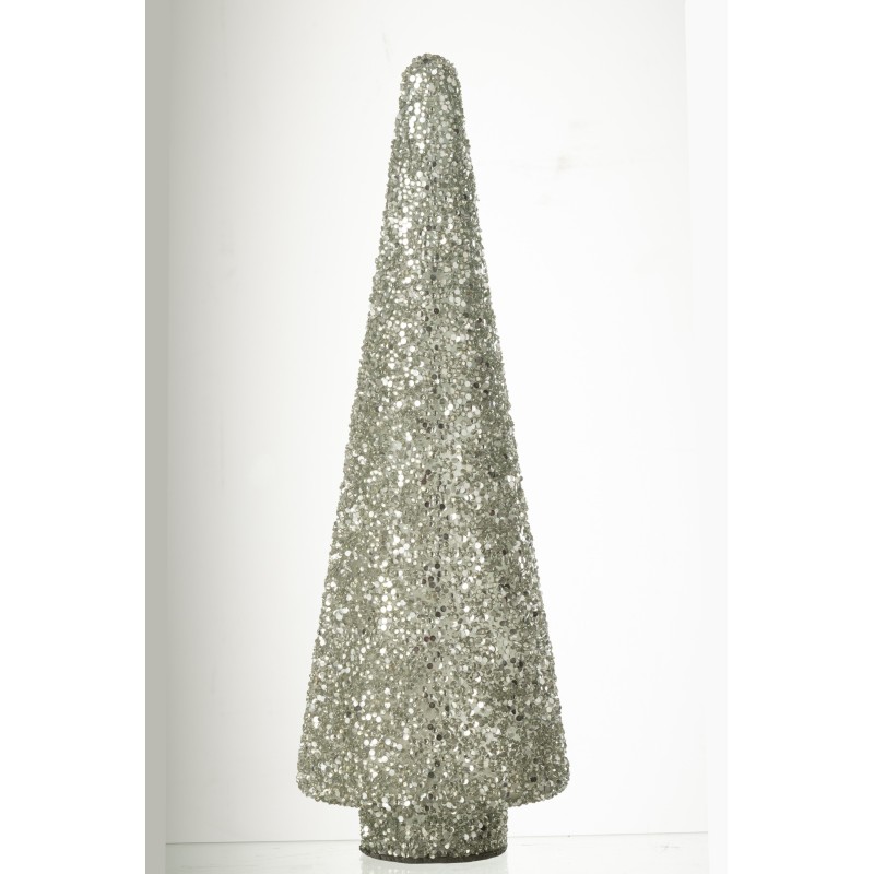 Albero di Natale decorativo in vetro argento 14x14x39 cm