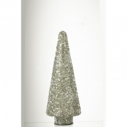 Sapin de Noël décoratif en verre argent 12x12x32 cm