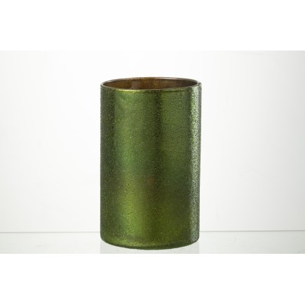 Photophore en verre vert 12x12x20 cm