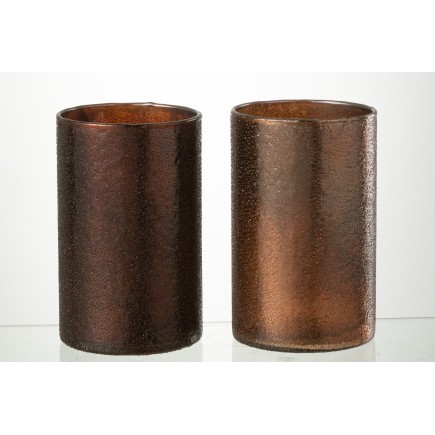 Set de 2 photophores en verre multicouleur 12x12x20 cm