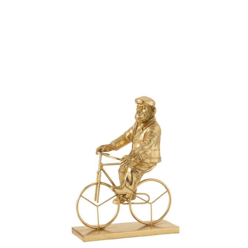 Macaco em bicicleta em resina dourada 20x12,5x27,5 cm Macaco em bicicleta em resina dourada 20x12,5x27,5 cm