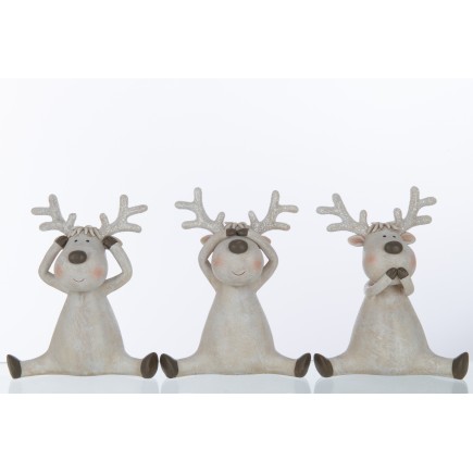 Set de 3 rennes de la sagesse en résine marron 17x10x20 cm