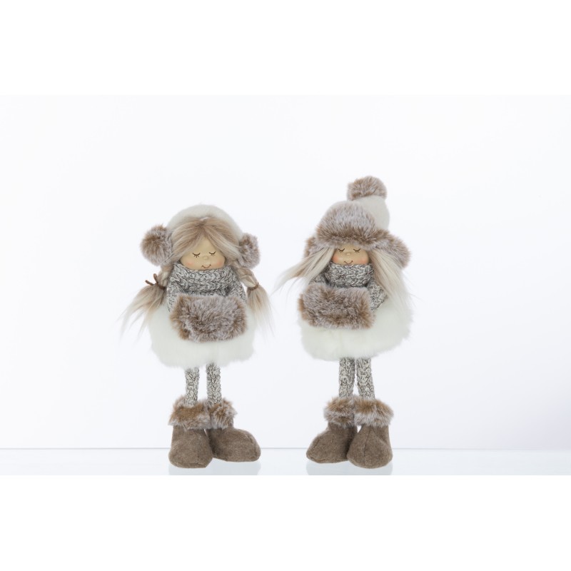 Set de 2 filles debout en résine multicouleur 10x10x28 cm