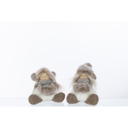 Set de 2 enfants assis en résine multicouleur 13x12x16 cm