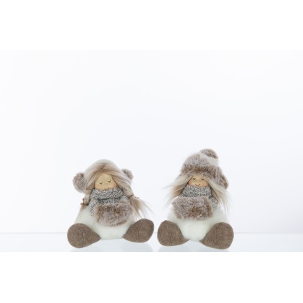 Set de 2 enfants assis en résine multicouleur 13x12x16 cm
