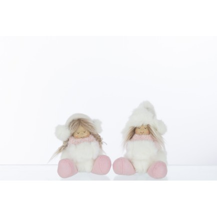 Set de 2 enfants assis en résine multicouleur 13x12x16 cm