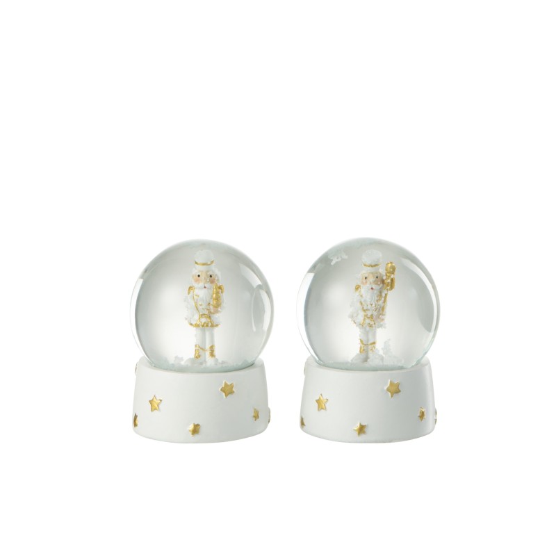 Set de 2 boules de neige en résine multicouleur 6.5x6.5x8.5 cm
