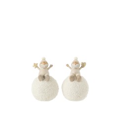 Set de 2 Pères Noël en résine gris 9x9x14 cm